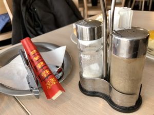 table at Loving Hut - Na Porici in Prague