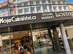 outside at Loving Hut - Na Porici in Prague