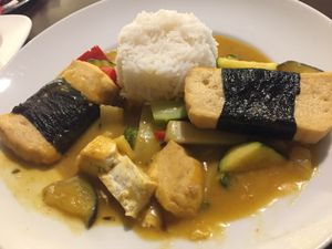 Thai curry with tofu and seaweed  at Loving Hut - Na Porici in Prague