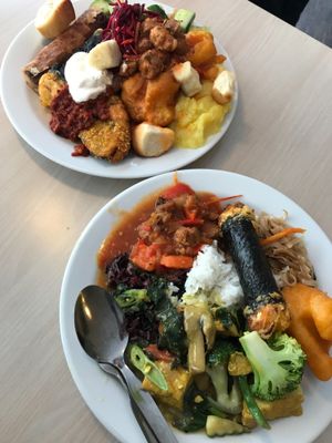 plates from the buffet at Loving Hut - Na Porici in Prague