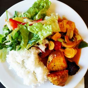 One of the many combinations you can create with the variety of food offered. at Loving Hut - Na Porici in Prague