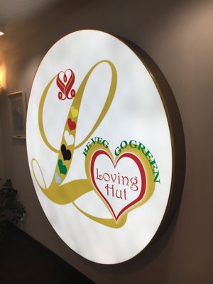 the sign  at Loving Hut - Na Porici in Prague