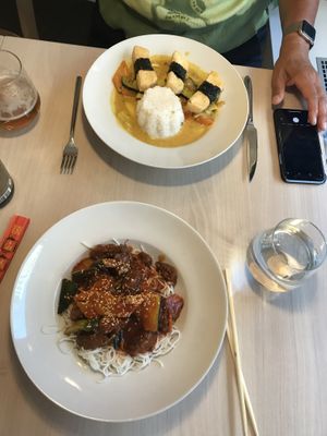 Above: Thai Curry. Bellow: au lac noodles.  at Loving Hut - Na Porici in Prague