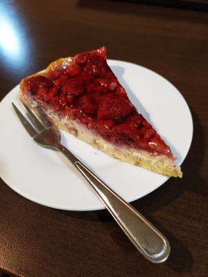 Tofu raspberry fav cake at Loving Hut - Na Porici in Prague