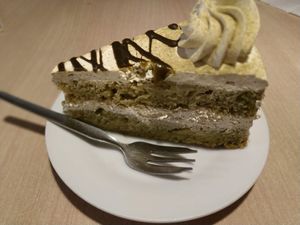 Matcha cake at Loving Hut - Na Porici in Prague