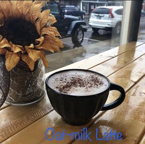 Oat milk latte at Fallen Leaf Bistro in Rochester