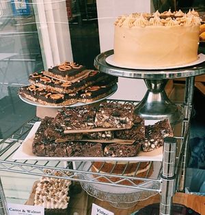 Cakes, including vegan carrot cake  at Kings Walk Kitchen in Nottingham
