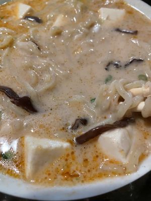 Spicy creamy vegan ramen at JINYA Ramen Bar in San Jose