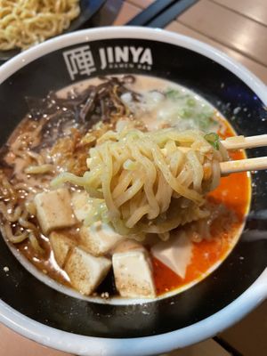 Spicy creamy vegan ramen at JINYA Ramen Bar in San Jose