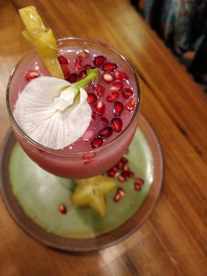 Pomegranate kefir at Coffee Ideas in Auroville