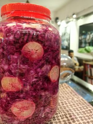 Sauerkraut with a twist of lime at Coffee Ideas in Auroville