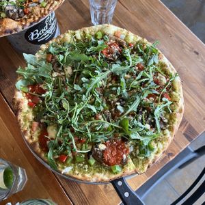 The Herbivore pizza  at Bad Tattoo Brewing in Penticton