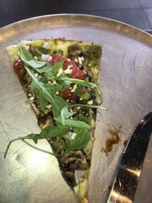 Herbivore Pizza-ate it too quickly to take a picture of the whole thing, at Bad Tattoo Brewing in Penticton