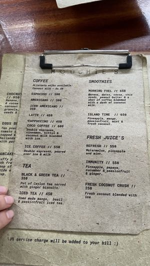 Menu  at Moochie's Cafe in Weligama