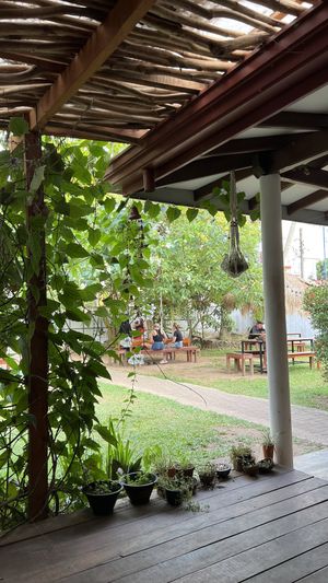 Outside   at Moochie's Cafe in Weligama