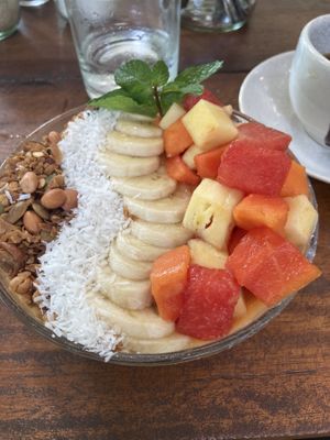 Tropical fruit bowl  at Moochie's Cafe in Weligama