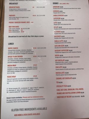 Updated menu 2021 at Mocha Beans in Ballina