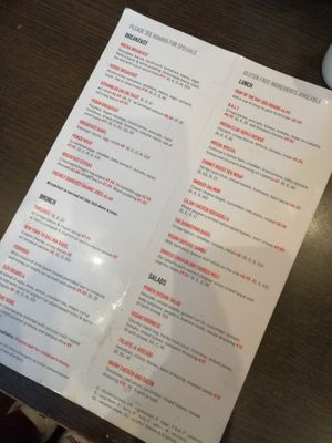 Menu at Mocha Beans in Ballina