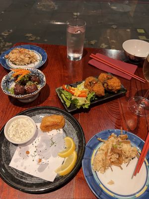 In centre: Tofu & Mushroom croquettes  at Itadakizen in London