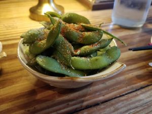 Spicy edamame at Itadakizen in London