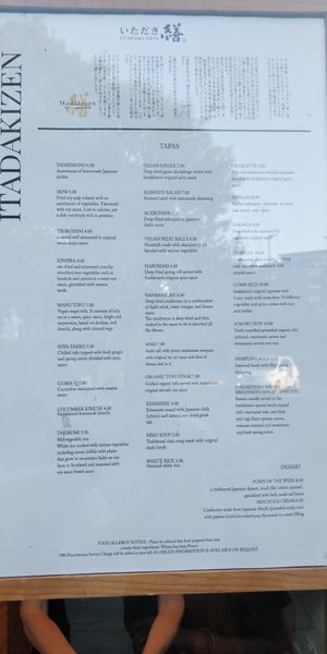Menu (June 2023) at Itadakizen in London