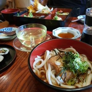 Fried tofu on udon noodles at Itadakizen in London