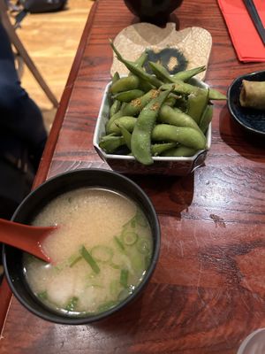 zuppa di miso ed edamame   at Itadakizen in London