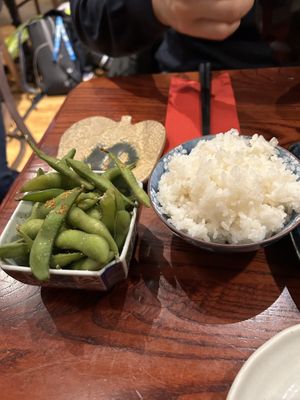 riso in bianco ed edamame   at Itadakizen in London