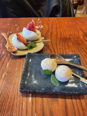 ichigo daifuku and mochi yuzu ice cice cream  at Itadakizen in London