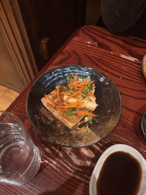 Tofu steak (with the chunk I ate straight away!)  at Itadakizen in London