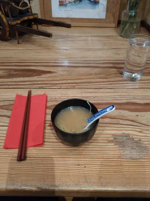 Miso soup (not tasty) at Itadakizen in London