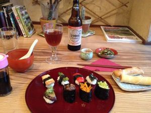 Sushi Small(8pcs)Set (n)にぎり寿司8ピースセット with a beer. at Itadakizen in London