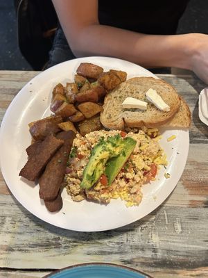 California tofu scramble with side of tempeh bacon  at Liv & Charlie's in Lambertville