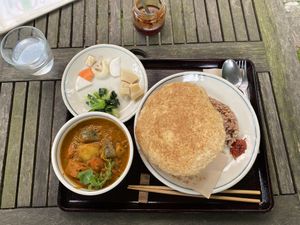 Vegetable curry with brown rice  at Kousaiken Gu in Kamakura