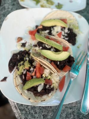 black bean and avocado tacos w/o cheese  at Old Town Mexican Cafe in Key West
