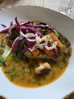Charred hisbi cabbage with korma sauce  at House of Plates in Castlebar