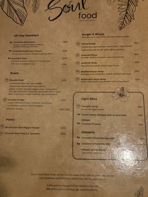 menu food  at Soul Food in Kandy