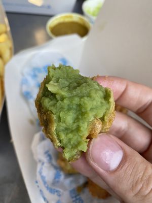 Vegan pea fritter  at Catch22 in Bristol