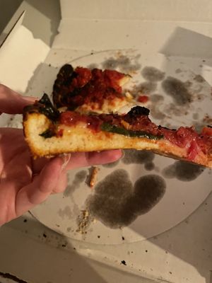 Pizza slice to show topping  at My Pi in Chicago
