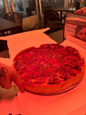 With finger for deepness check  at My Pi in Chicago