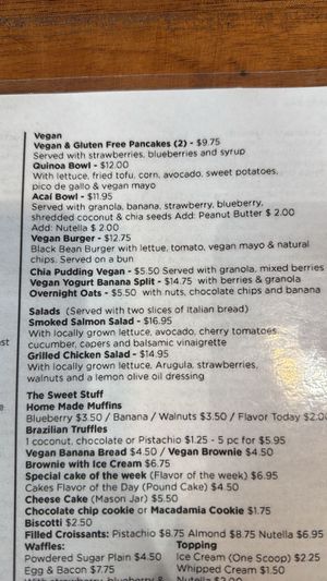 Vegan menu is the top section seen heree  at Santos Coffee With Soul in Oranjestad