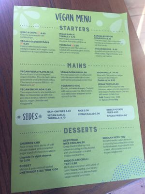Vegan menu  at Chiquito in Birstall