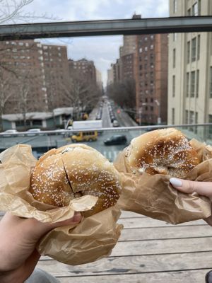 Salted bagel  at Liberty Bagels in New York City