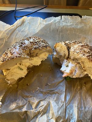Everything bagel #Veganuary at Liberty Bagels in New York City