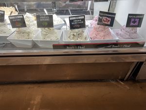  Vegan cream cheeses offered. They also have a plain tofu cream cheese (not pictured).  at Liberty Bagels in New York City