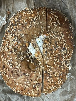 Whole wheat everything   at Liberty Bagels in New York City