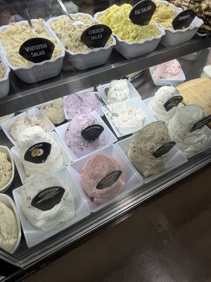 Bottom shelf is tofu spreads    at Liberty Bagels in New York City