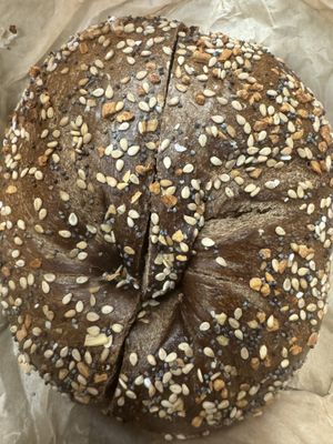 Pumpernickel everything   at Liberty Bagels in New York City