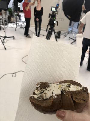 Perfect meal for my day on set  at Liberty Bagels in New York City