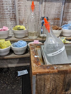 Almond milk next to the creamer! at Sunrise Memphis in Memphis